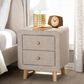 Baxton Studio Jonesy 2-Drawer Upholstered Nightstand in Beige, , large