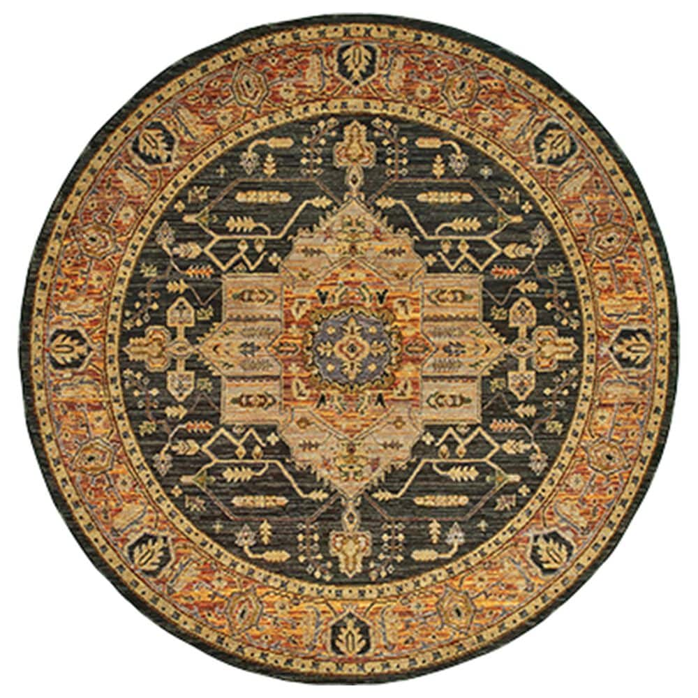 Oriental Weavers Andorra 7138B 7"10" Round Gold Area Rug, , large