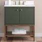 37B Isadore 30" Single Bathroom Vanity Cabinet in Deep Olive Green and White Composite Stone Top and Backsplash, , large