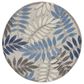 Nourison Aloha Floral 4" Round Grey and Blue Indoor/Outdoor Area Rug, , large