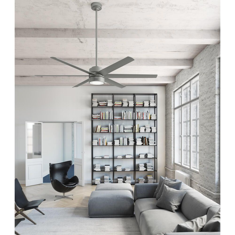 Hunter Solaria 72&quot; Outdoor Ceiling Fan with LED Light in Matte Silver, , large