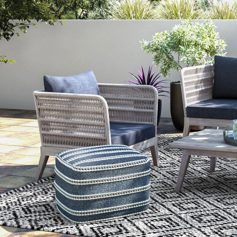 Hearth and Haven Santiago Outdoor Conversation Chair in Slate Grey, , large