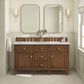 James Martin Vanities Lorelai 60" Double Bathroom Vanity in Mid-Century Walnut with 3 cm Eternal Jasmine Pearl Silestone Top, Rectangular Sinks and FreePower Wireless Charger, , large