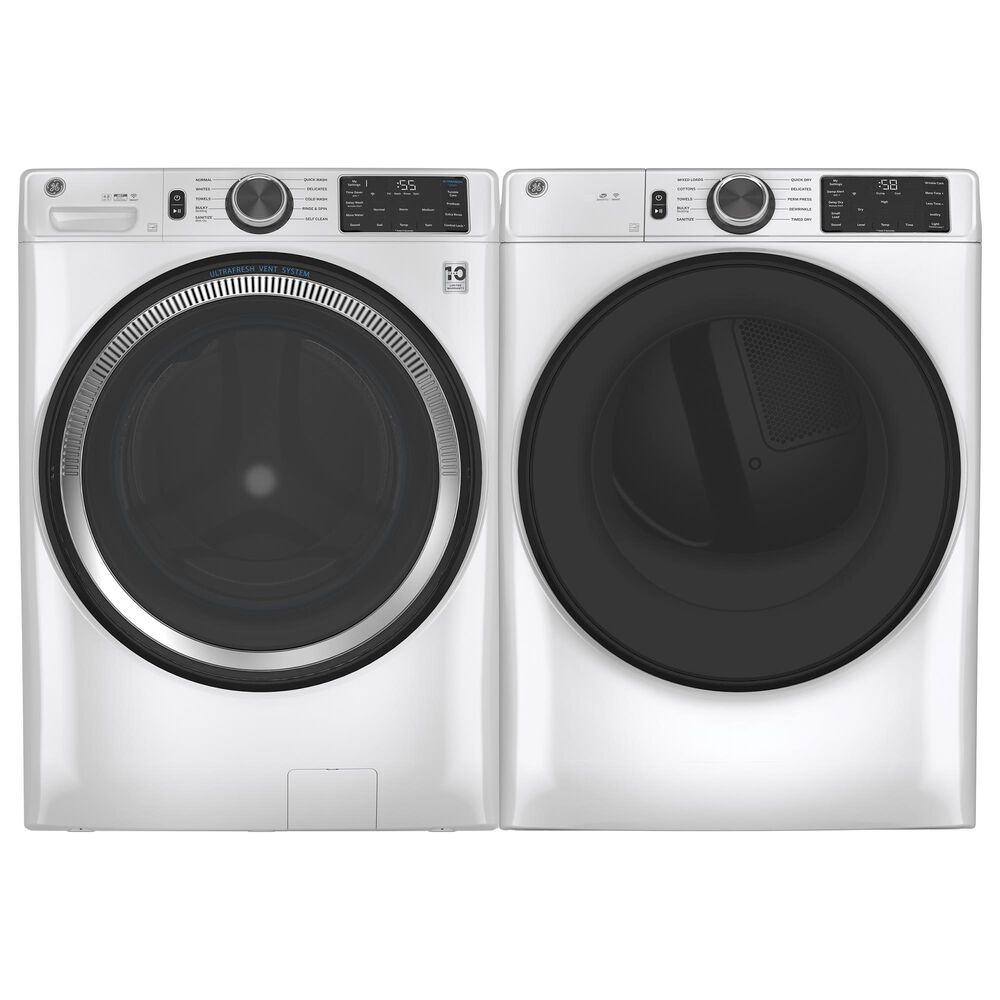 GE Appliances 4.8 Cu. Ft. Front Load Washer and 7.8 Cu. Ft. Electric Dryer Laundry Pair in White, , large