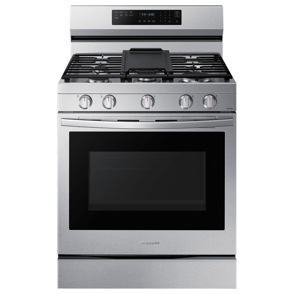 Samsung 2-Piece Kitchen Package with 6.0 Cu. Ft. Freestanding Gas Range and Bespoke 2.1 Cu. Ft. Over-the-Range Microwave in Fingerprint Resistant Stainless Steel, , large