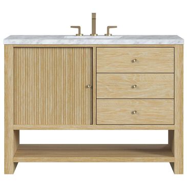 James Martin Vanities Marigot 48" Single Bathroom Vanity in Sunwashed Oak with 3 cm Eternal Jasmine Pearl Quartz Top, Rectangular Sink and FreePower Wireless Charger, , large