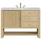 James Martin Vanities Marigot 48" Single Bathroom Vanity in Sunwashed Oak with 3 cm Eternal Jasmine Pearl Quartz Top, Rectangular Sink and FreePower Wireless Charger, , large