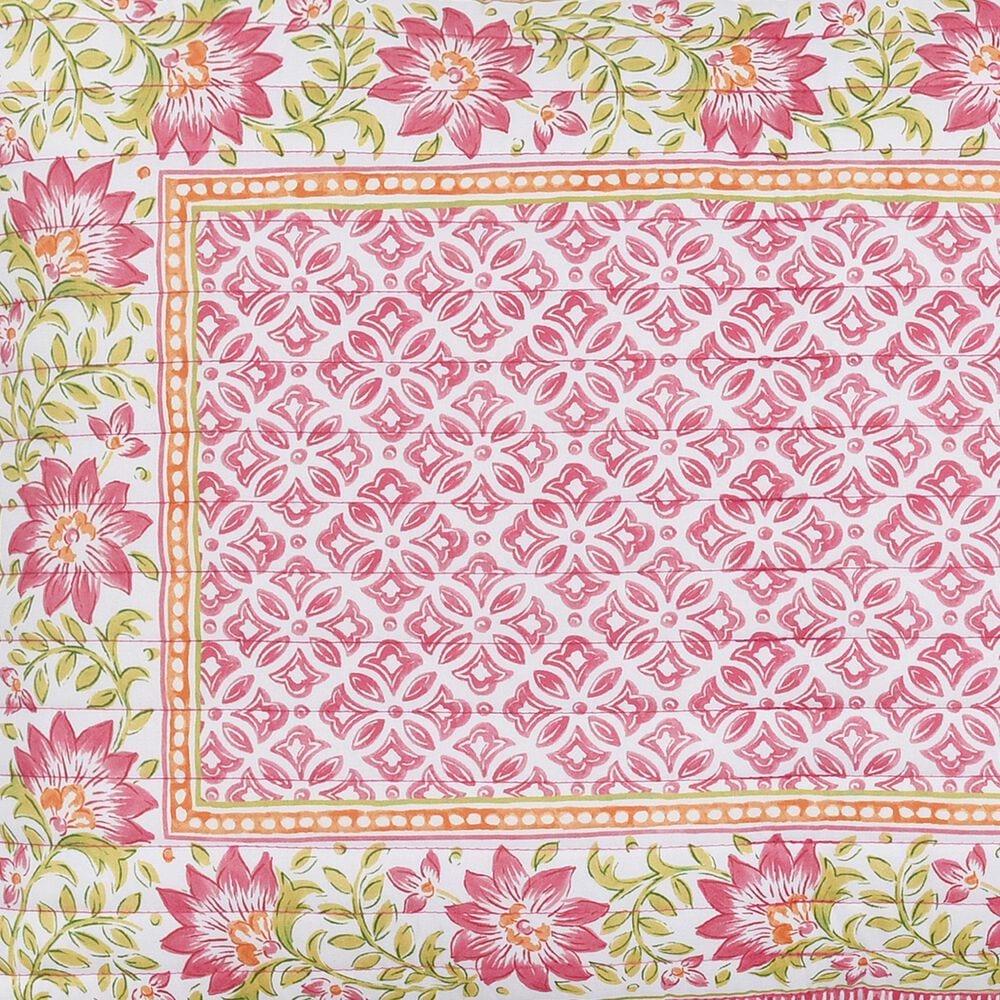 J. Queen New York Shiloh 3-Piece Full/Queen Quilt Set in Pink, Green and Orange, , large