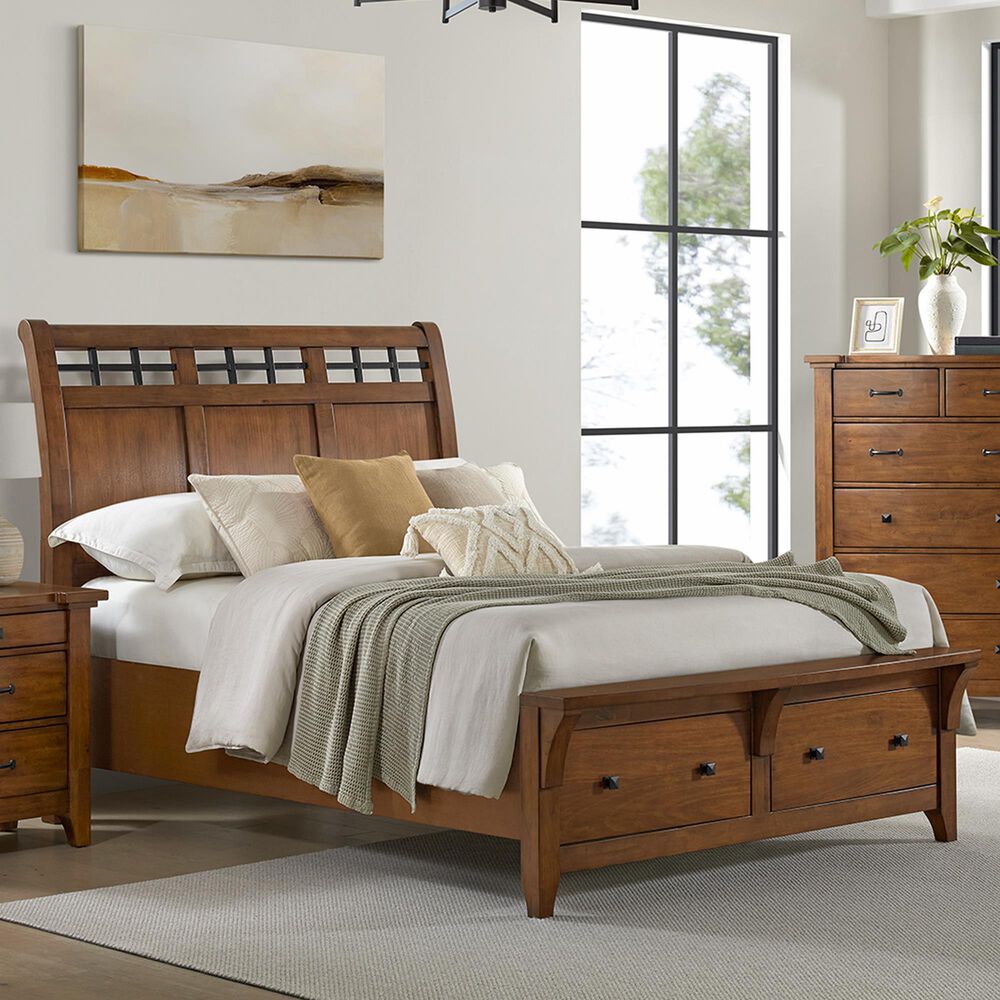 Mayberry Hill Gage Queen Storage Bed in Chestnut, , large