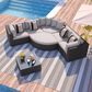 HOMLUX 7-piece Outdoor Conversation Set with Black Wicker in Light Gray, , large