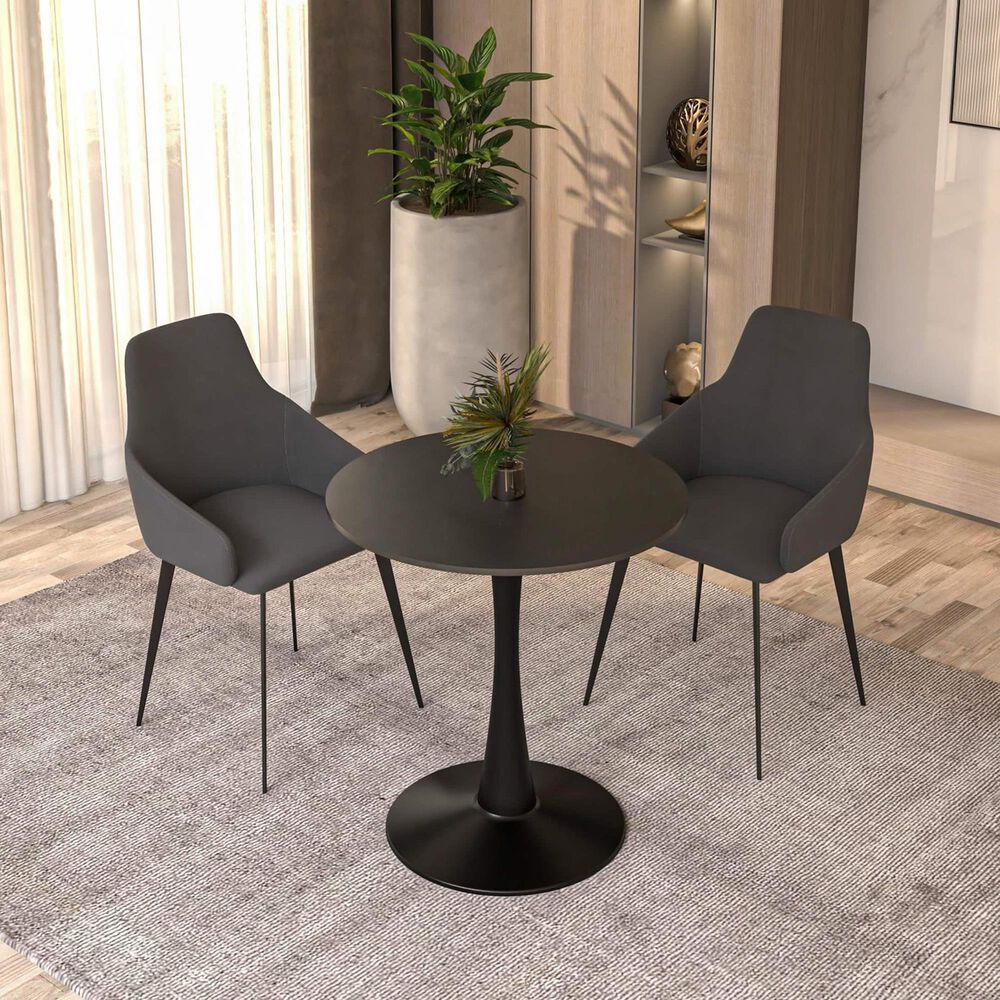 Leisuremod Bristol 24&quot; Round Dining Table with MDF Top in Black - Table Only, , large