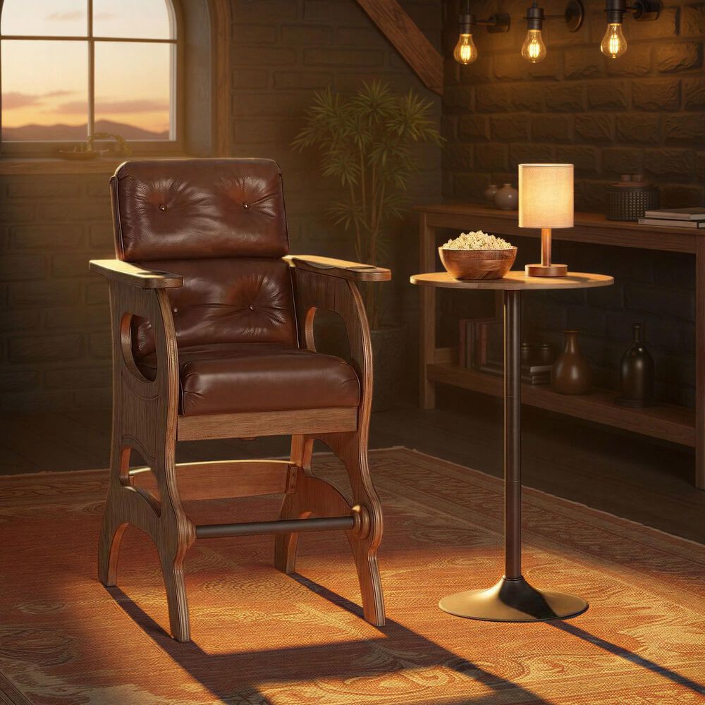 Hawthorne Furniture Tavern Spectator Barstool with Brown Cushion in Whiskey, , large