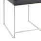 Lumisource Fuji Side Chair with Black Faux Leather Cushion in Brushed Stainless Steel (Set of 2), , large
