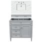James Martin Vanities Brittany 36" Single Bathroom Vanity in Urban Gray with 3 cm Ethereal Noctis Quartz Top and Rectangle Sink, , large