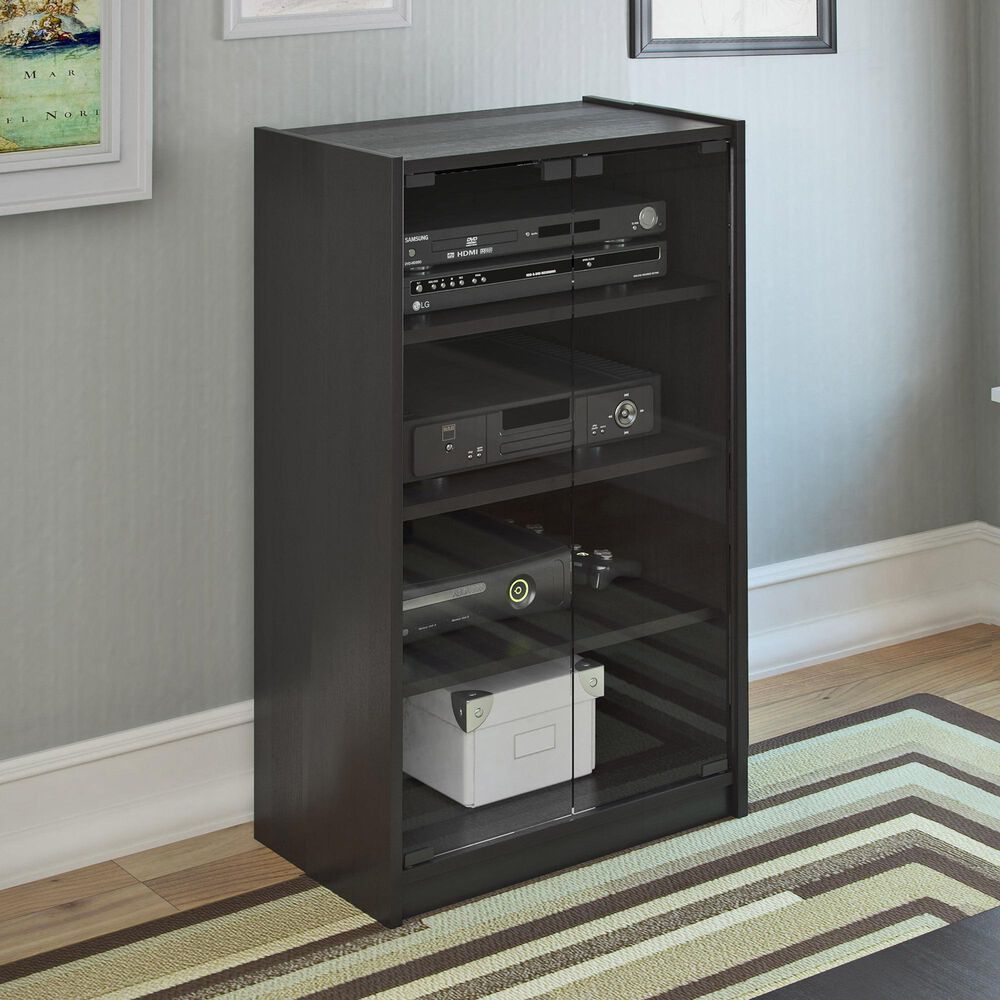 CorLiving Cranley Component Stand in Ravenwood Black, , large