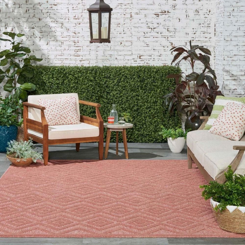 Nourison Versatile 8&#39; x 10&#39; Coral and Orange Indoor/Outdoor Area Rug, , large