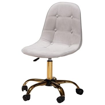 Baxton Studio Kabira Swivel Office Chair with Grey Cushion in Gold, , large