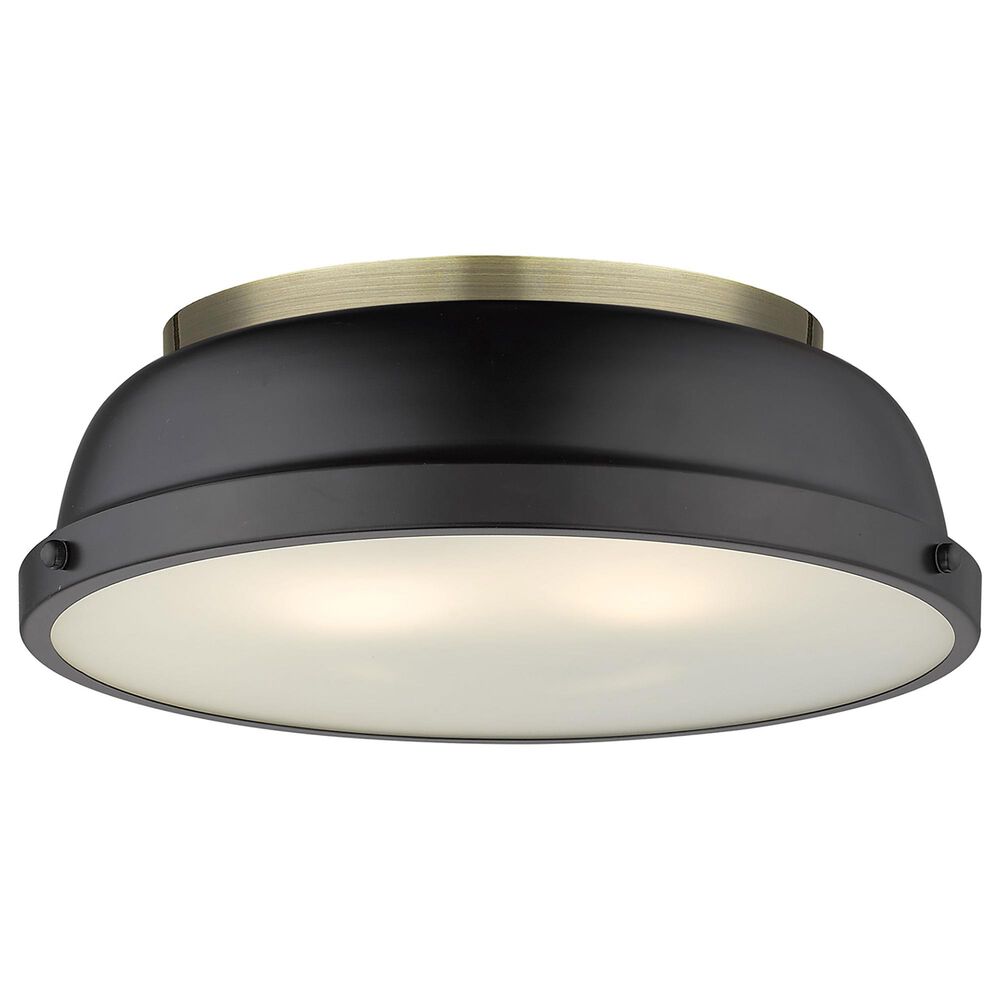 Golden Lighting Duncan 14&quot; Flush Mount in Aged Brass and Matte Black, , large