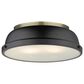 Golden Lighting Duncan 14" Flush Mount in Aged Brass and Matte Black, , large