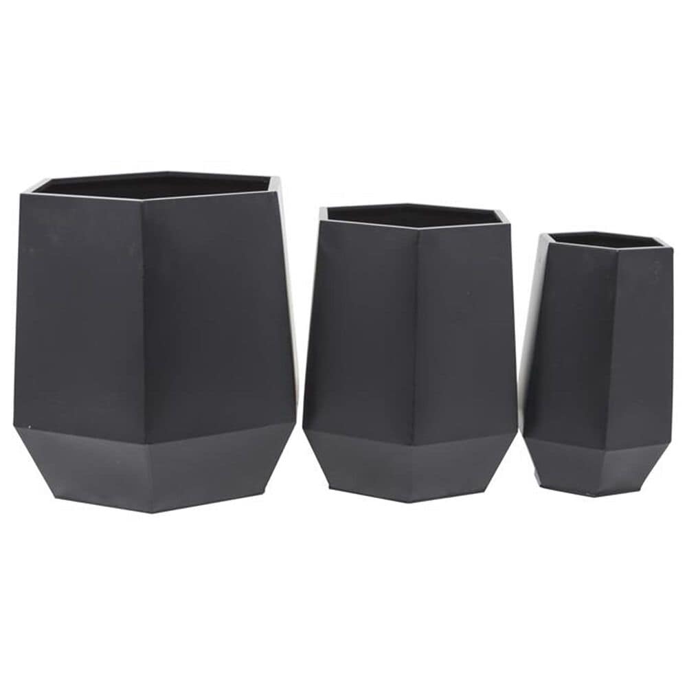 Maple and Jade Hexagon Planter in Matte Black &#40;Set of 2&#41;, , large