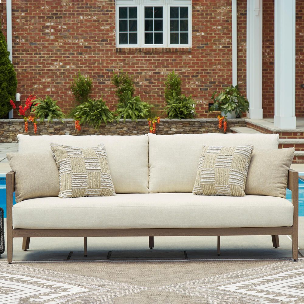 Ashley Serene Bay Patio Sofa in White, , large