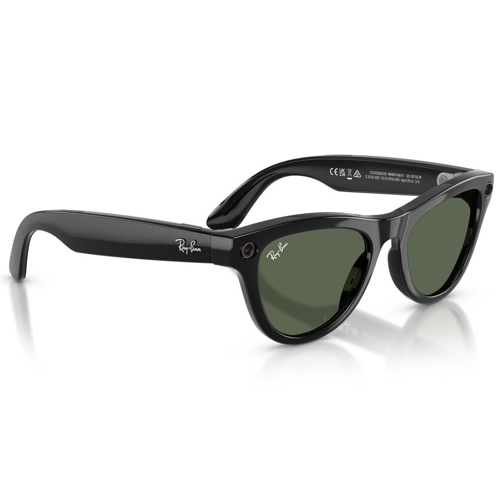 Rayban Glasses Skyler Gen 2 Sunglasses with Green Lenses in Shiny Black, , large