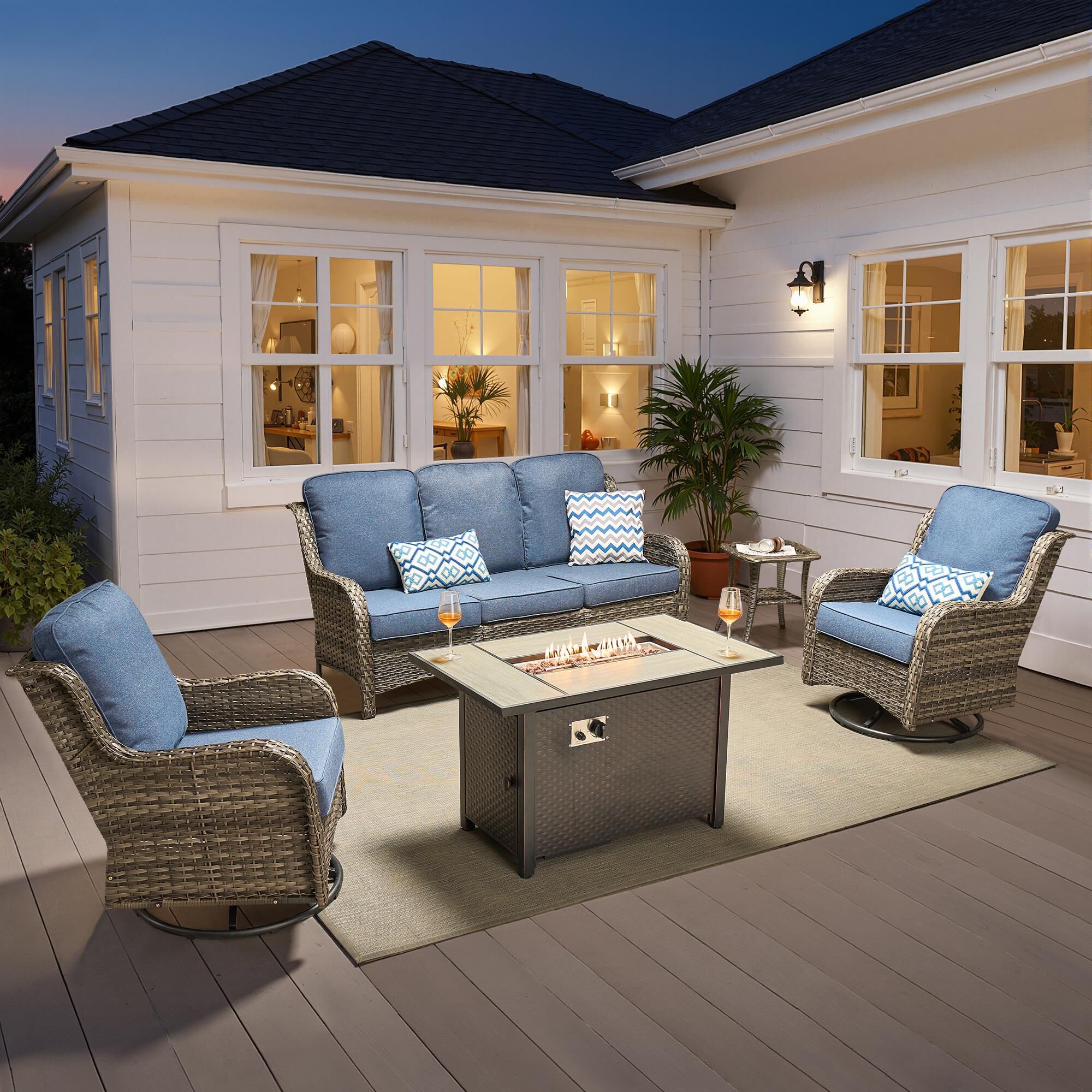 HOMLUX 5-Piece Patio Set in Denim Blue