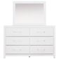 Ashley Maeling 5 Piece King Upholstered Panel Bedroom Set in Matte White, , large