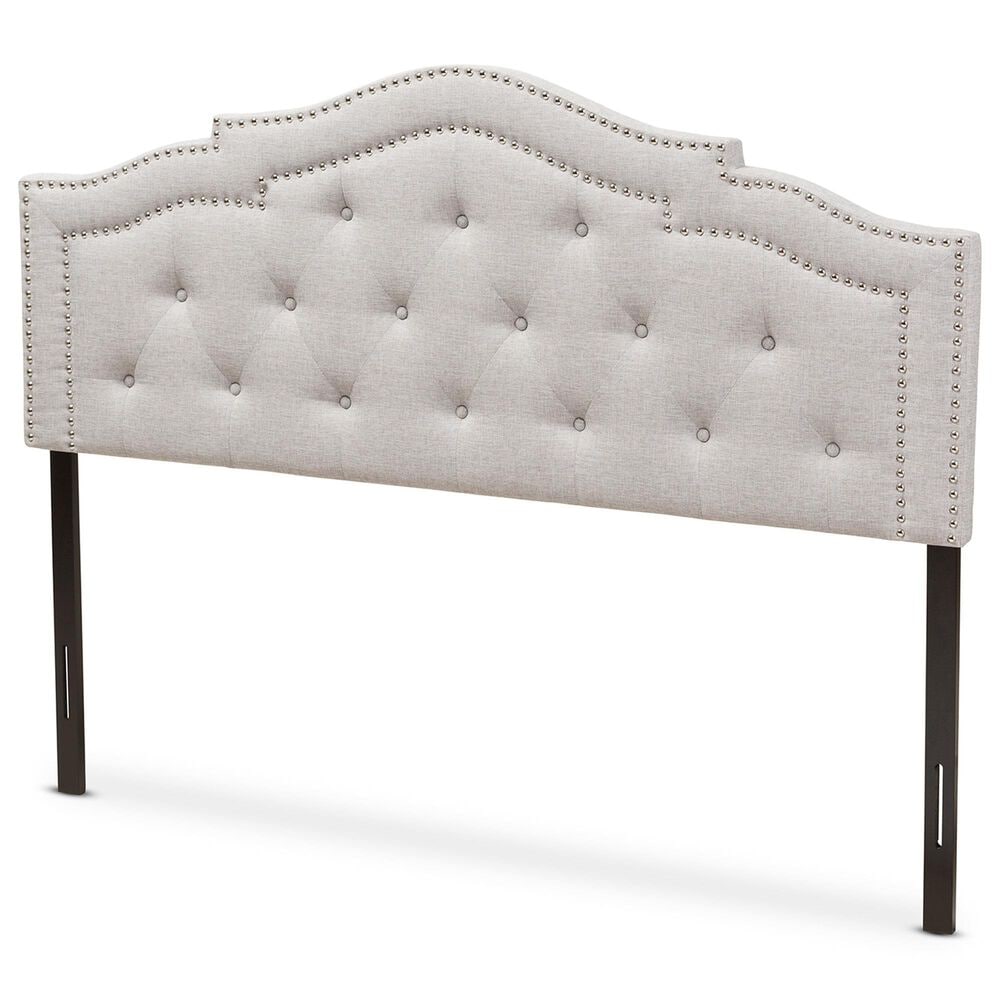 Baxton Studio Edith Full Upholstered Panel Headboard in Greyish Beige, , large