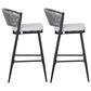 Hearth and Haven 30" Outdoor Barstool with Teak Frame in Light Gray (Set of 2), , large