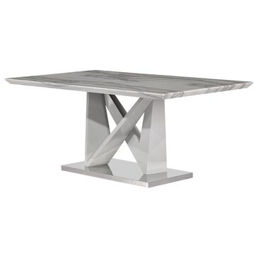 Global Furniture USA Dining Table in Grey and Stainless Steel - Table Only, , large