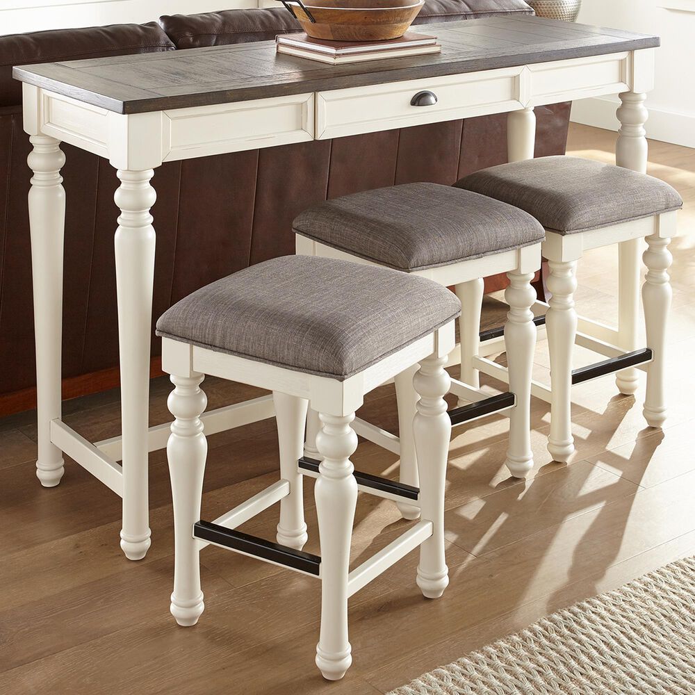 Steve Silver Jackson Sofa Bar with 3 Stool in White and Oak, , large