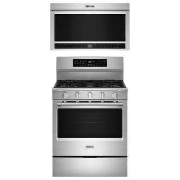 Maytag 2-Piece Kitchen Package with 5 Cu. Ft. Gas Range and 1.1 Cu. Ft. Over-The-Range Toaster Oven in Fingerprint Resistant Stainless Steel, , large