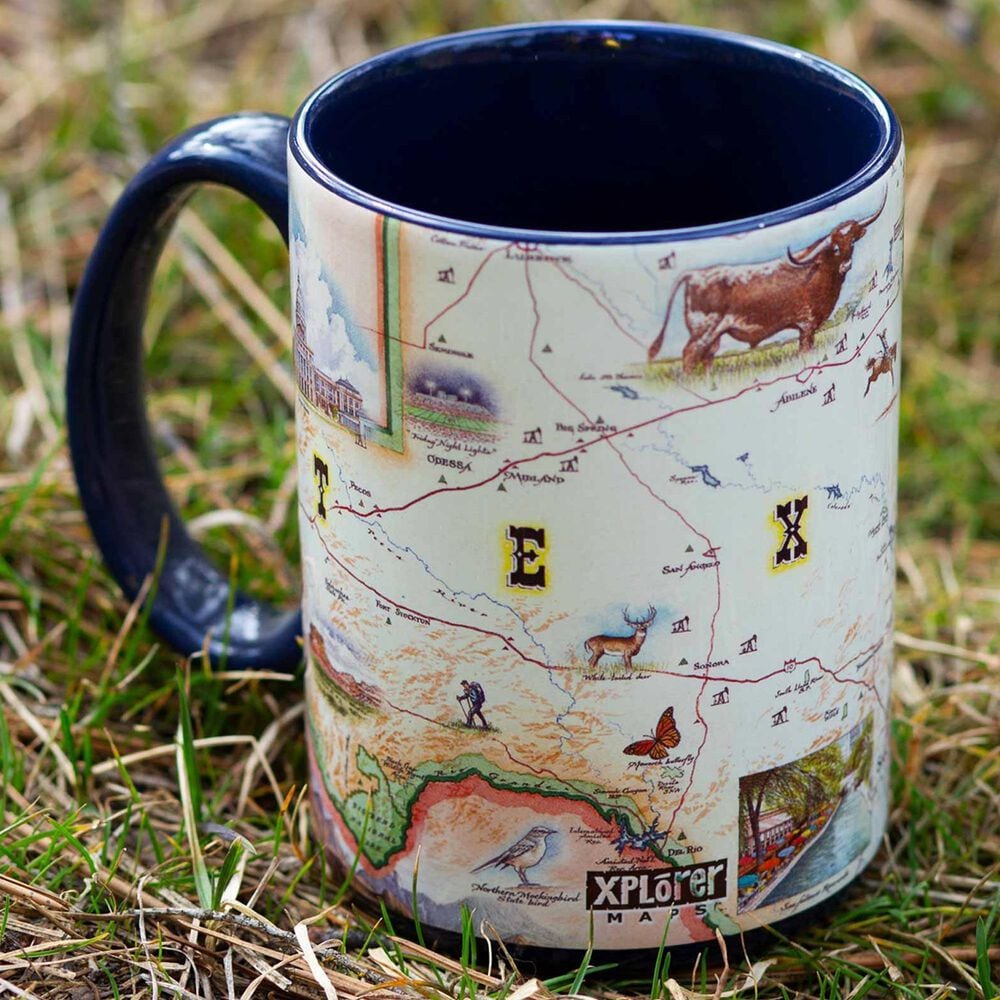 Xplorer Maps 16 Oz Texas State Map Ceramic Mug in Multicolor, , large