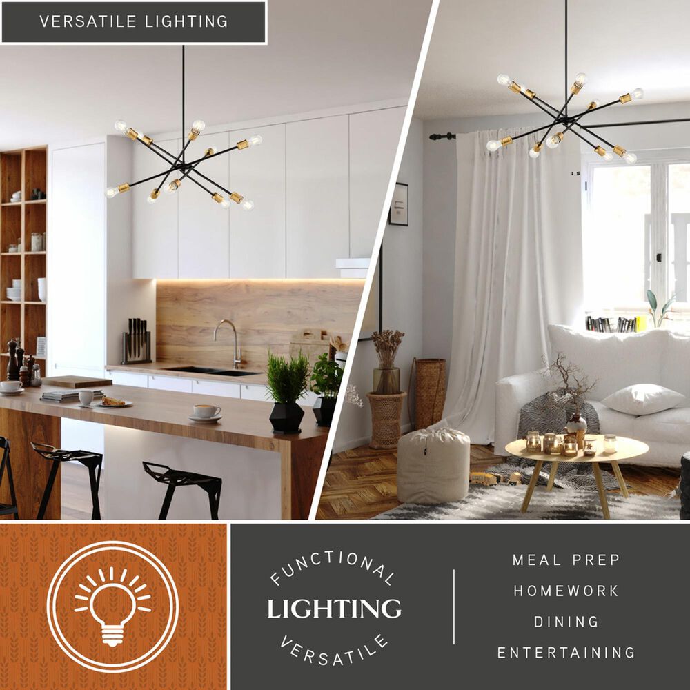 Vaxcel International Co. Ltd. Gresham 10-Light Chandelier in Antique Gold with Matte Black, , large