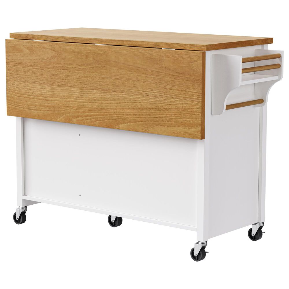 HOMLUX 52" Kitchen Island with Drop Leaf in White, , large