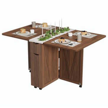 GARVEE Folding Dining Table with Storage in Brown - Table Only, , large