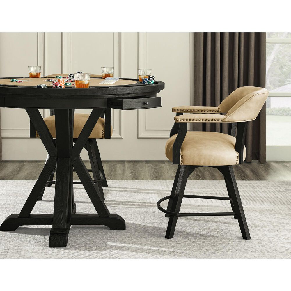 Steve Silver Rylie 24-inch Game Counter Captains Stool in Black, , large