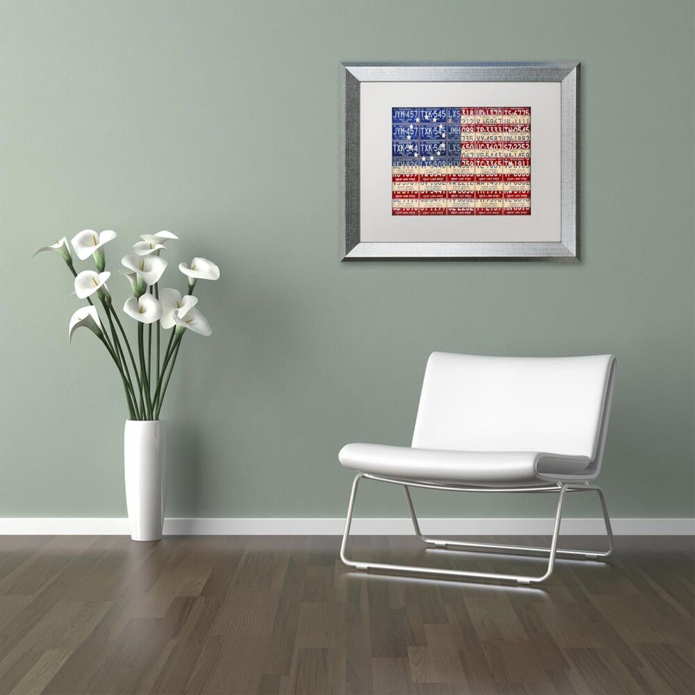 Timberlake 11&quot; x 14&quot; Betsy Ross Flag Art in White Matting and Silver Frame, , large