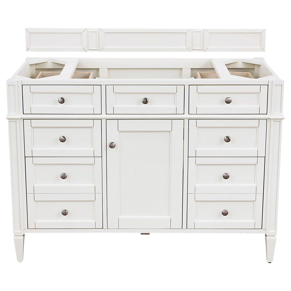 James Martin Vanities Brittany 48&quot; Single Bathroom Vanity in Bright White with 3 cm Arctic Fall Solid Surface Top and Rectangle Sink, , large