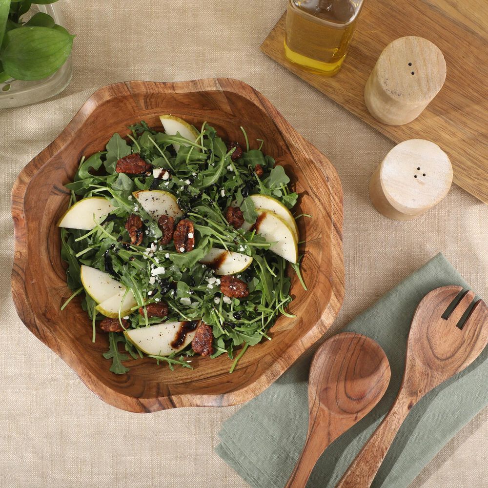 Gibson Overseas, Inc Sandhurst 3-Piece Acacia Wood Salad Bowl Set in Natural, , large