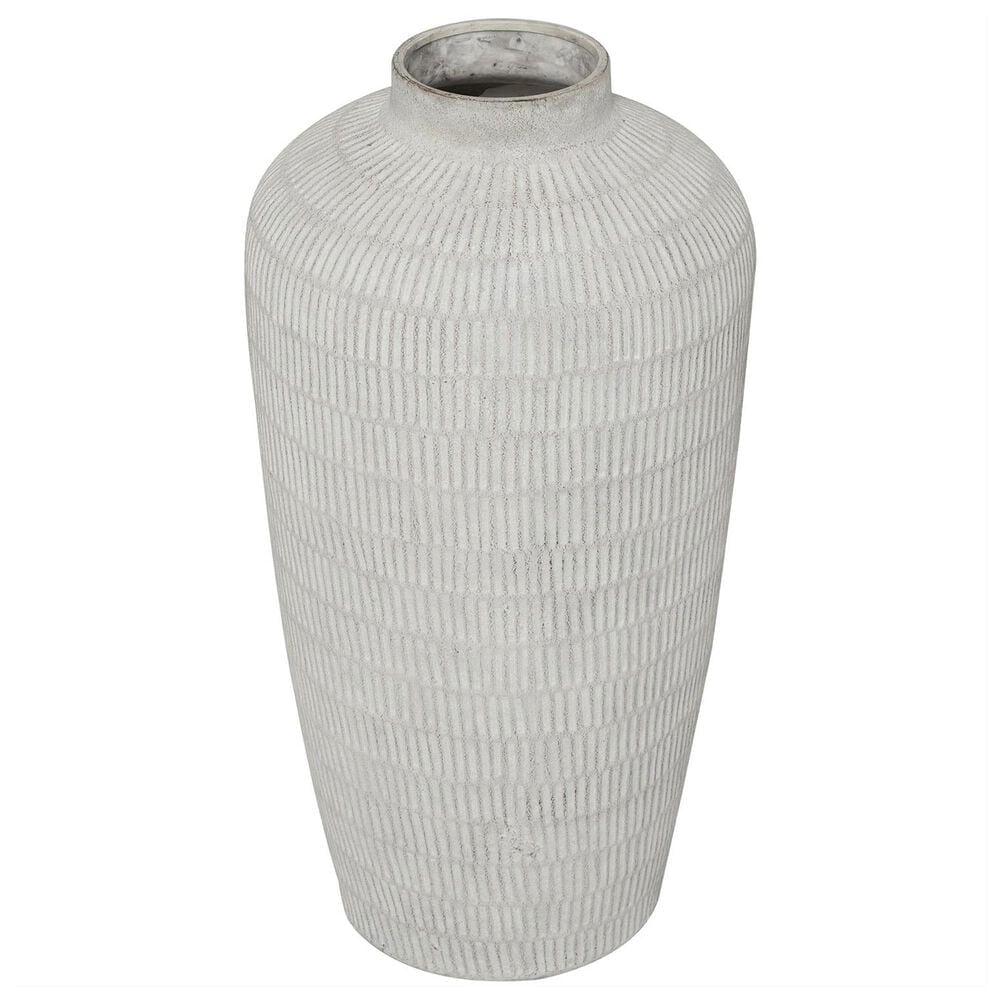 Maple and Jade 23" Decorative Vase with Linear Pattern in Distressed Cream, , large