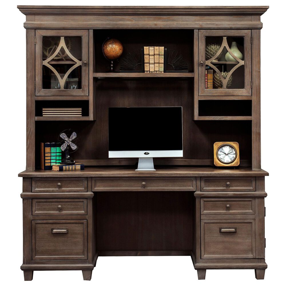 Wycliff Bay Carson Credenza Desk with Hutch in Weathered Dove, , large