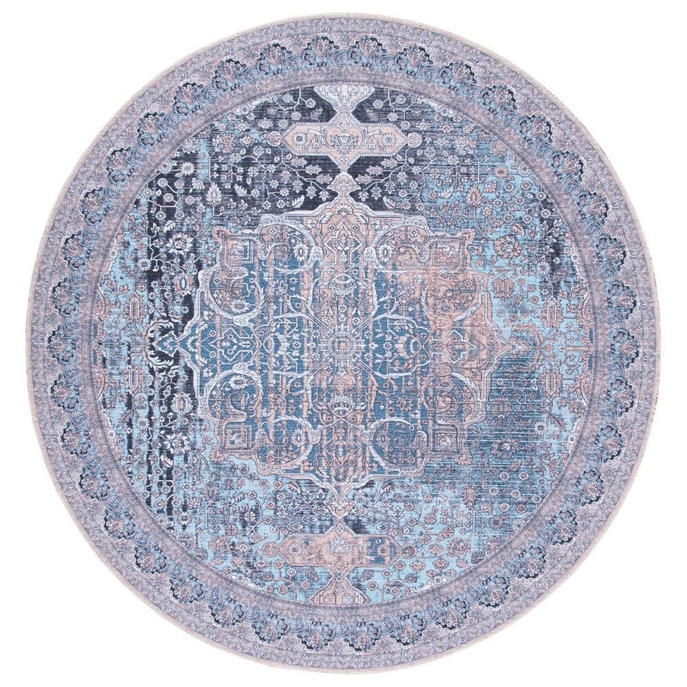 Safavieh Serapi 6"7" Round Ivory and Light Blue Area Rug, , large
