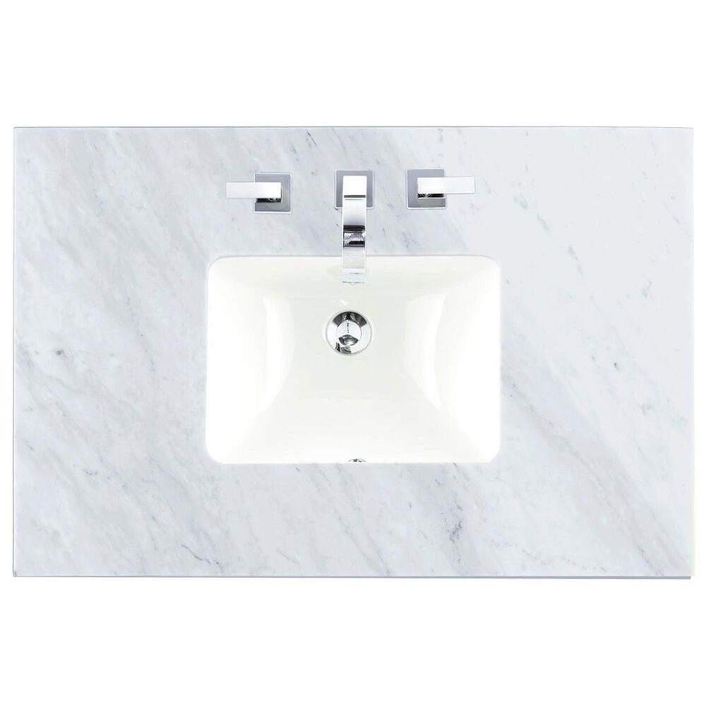 James Martin Vanities Lorelai 36&quot; Single Vanity in Black Onyx with 3 cm Carrara White Marble Top, , large