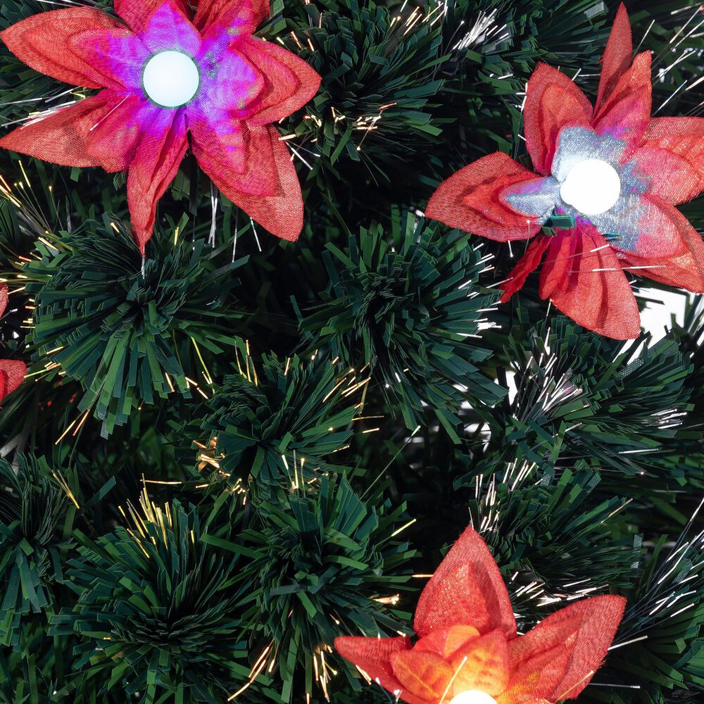 The Gerson Company 3&#39; High Color-Changing Christmas Tree with Red Poinsettia Flowers in Green, , large