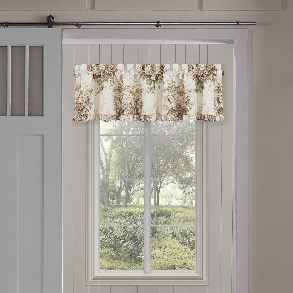J. Queen New York Estelle 72&quot; x 17&quot; Window Straight Valance in Coral, Rose and Cream, , large
