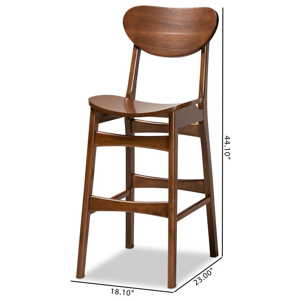 Baxton Studio Katya Bar Stool in Walnut Brown (Set of 2), , large