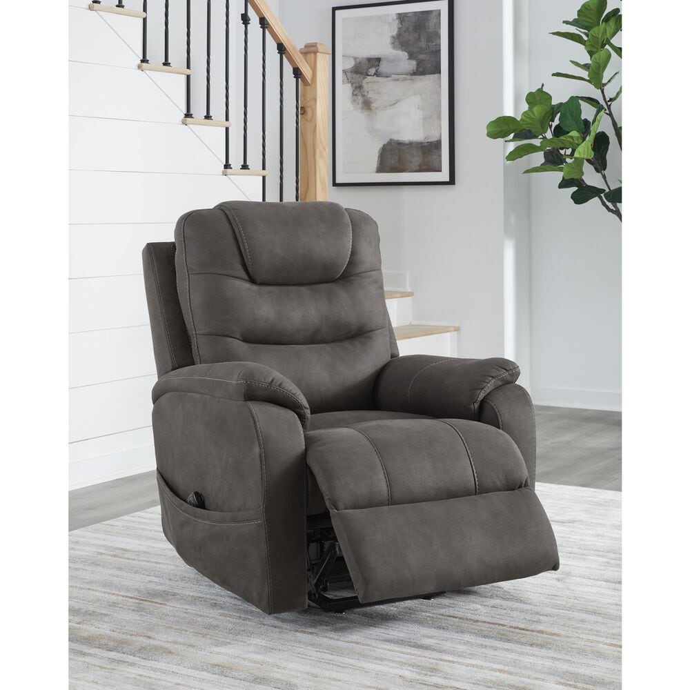 Ashley Snowfield Power Lift Recliner in Gunmetal, , large