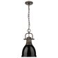 Golden Lighting Duncan 1-Light Small Pendant with Chain and Black Shade in Rubbed Bronze, , large